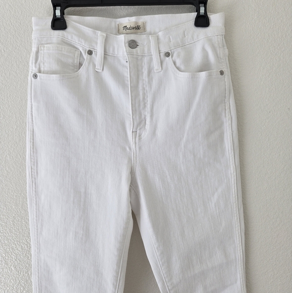 Madewell 10” High-rise Skinny White Jeans Zipper Fly Raw Hem size 29 - Picture 5 of 16